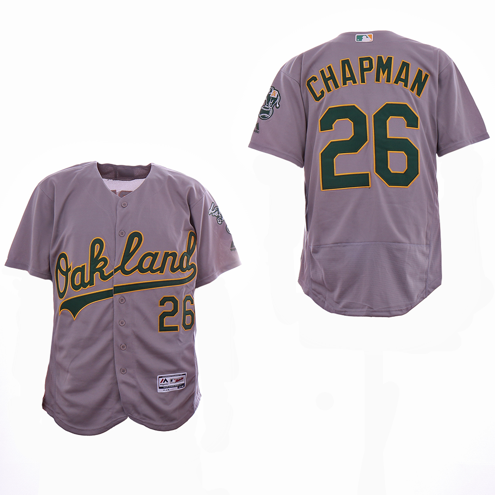 Men Oakland Athletics #26 Chapman Grey Elite MLB Jerseys-0